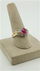 Synthetic Ruby Lady's Stone & Diamond Ring 18 Diamonds .60 Carat T.W.